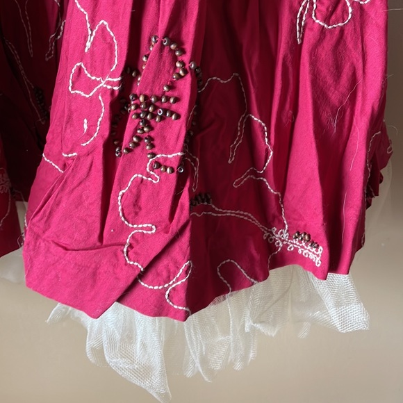 TIBI sz 4/6 red beaded tulle swing sweetheart dress shelf bust retro - Picture 5 of 9